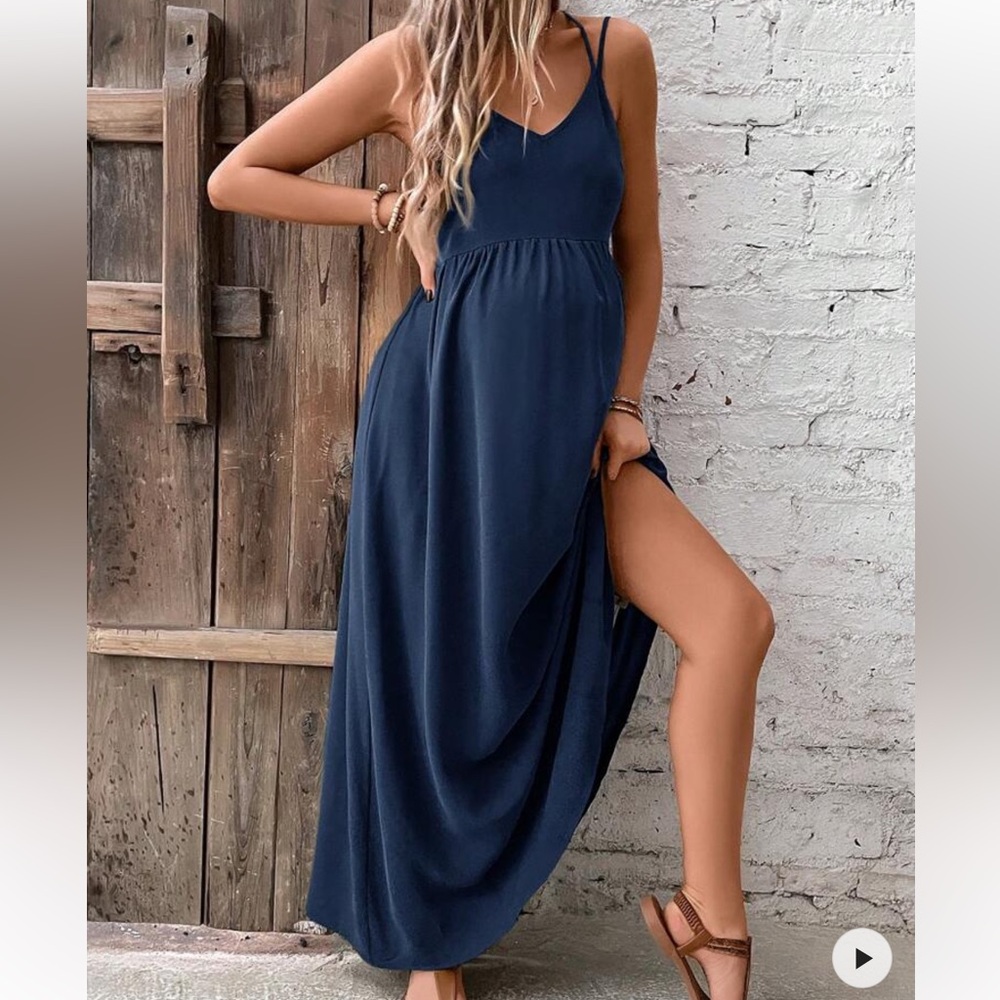 Elegant Navy Blue Maxi Dress